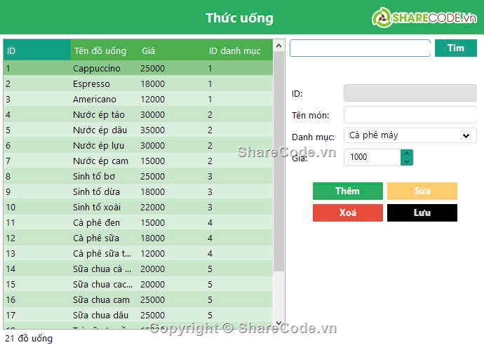 quản lý,.NET,cà phê,winform c#,source code,đề án bài tập lớn